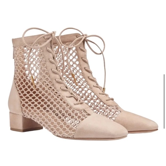 Dior / Naughtily-D 3cm Mesh Ankle Boot in Nude suede 40 10 - Picture 1 of 10